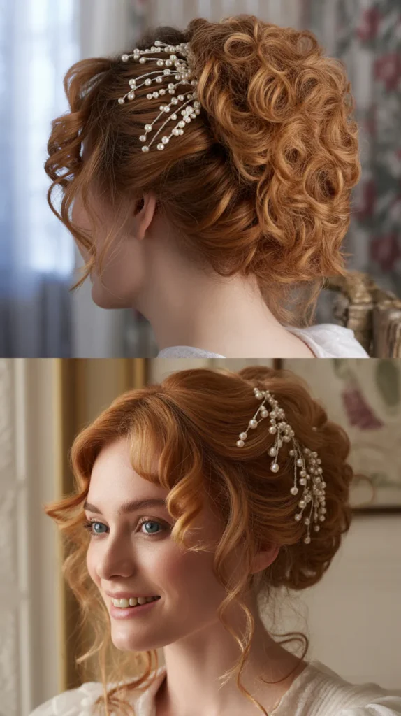 Loose Curls with Pearl Hair Pins