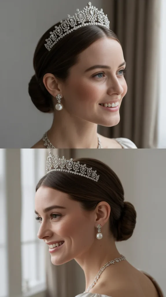 The Sleek Low Bun with Diamond Tiara