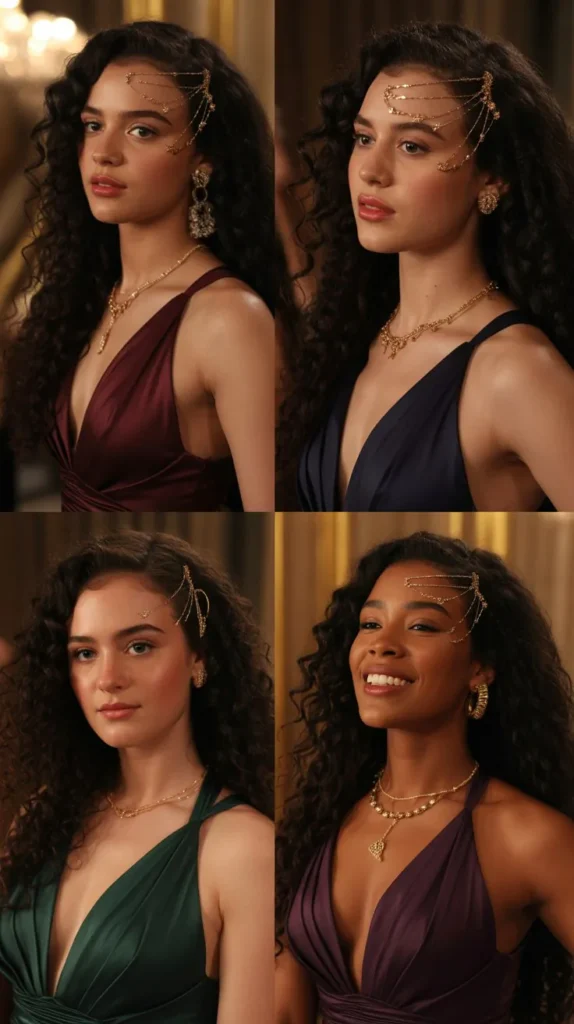 Dark Curls with Metallic Gold Accents