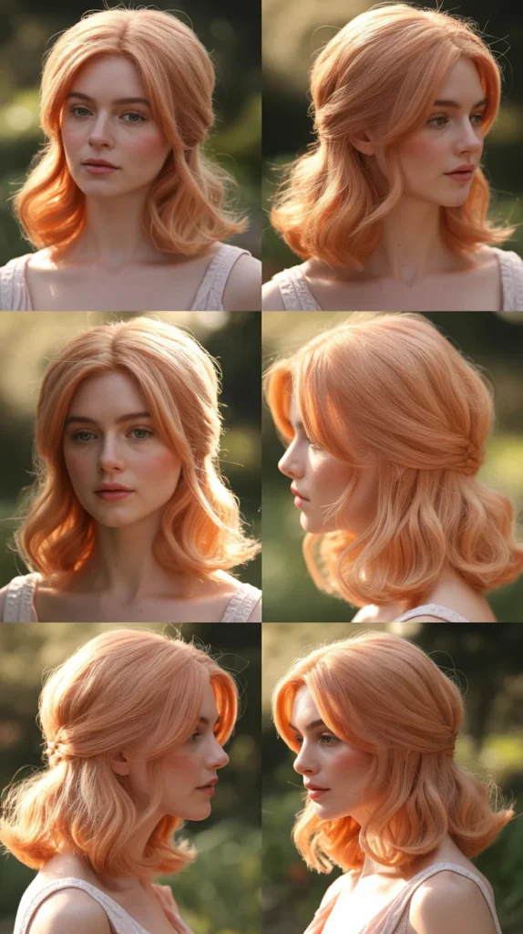 Salmon Pink Half Up Half Down with Natural Texture