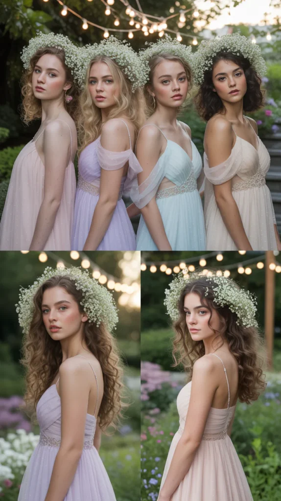 Romantic Loose Curls with Baby's Breath