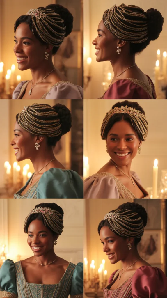 Braided Bun with Gold Thread