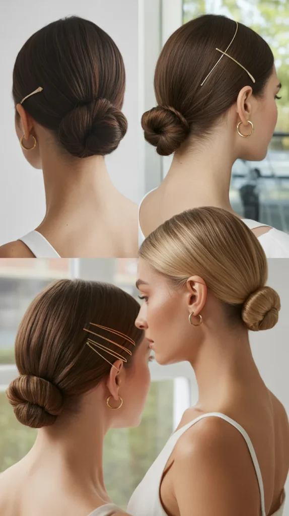 Sleek Low Bun with Center Part