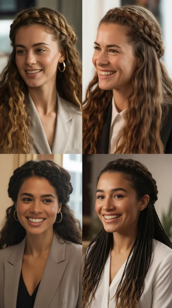 Half-Up Braided Crown for Thick Hair