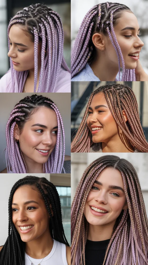 Micro Braids With Spring Color Highlights