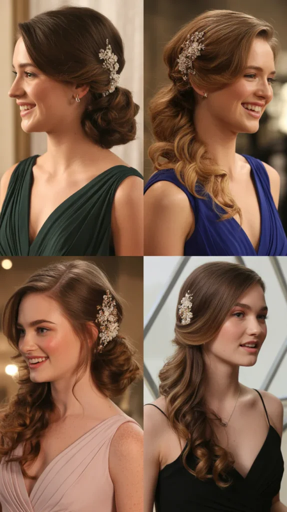 Side-Swept Curls with a Decorative Comb