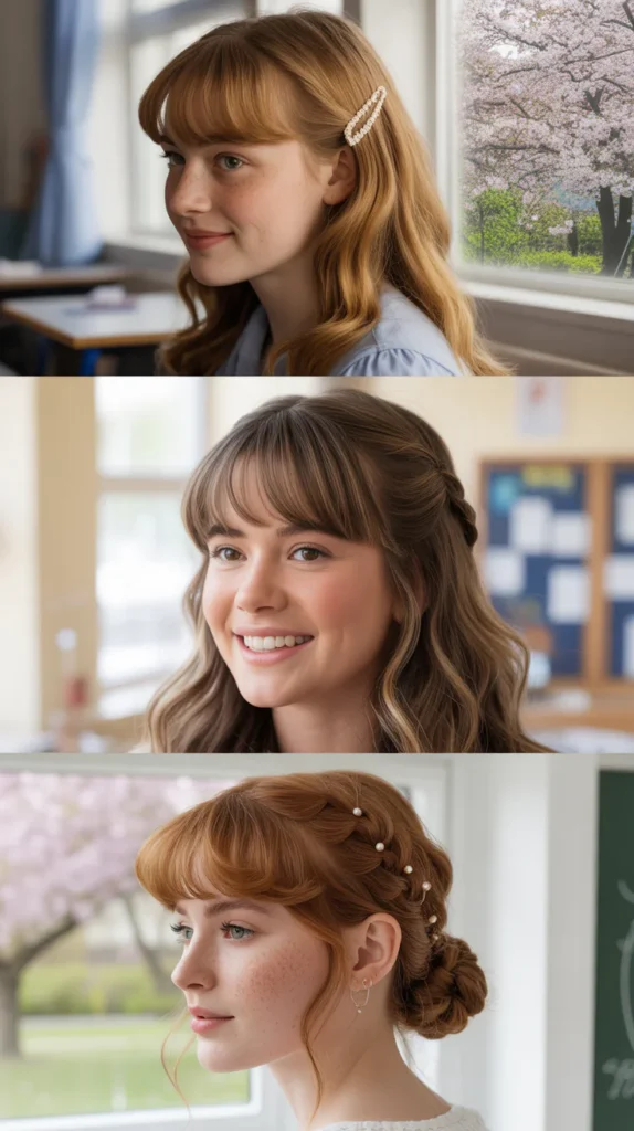 Curtain Bangs with Half-Up Style