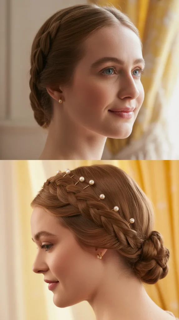  Dutch Braid into Low Bun