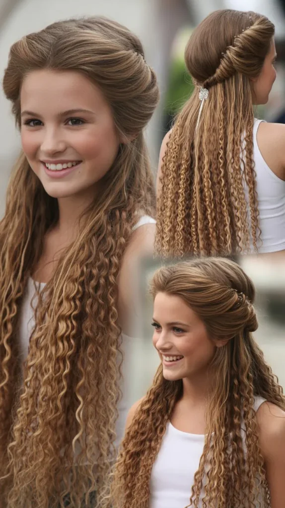 Half-Up with Crimped Texture