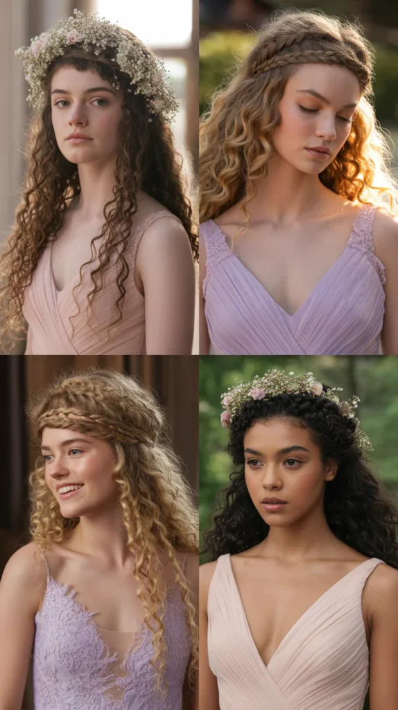 Braided Crown with Curly Ends