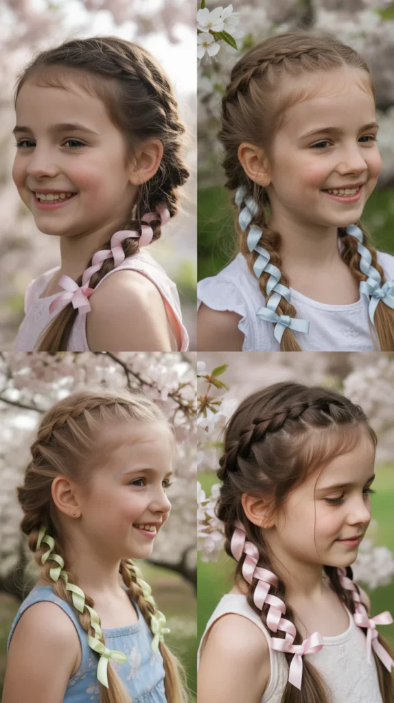  Side Swept Braid with Ribbon