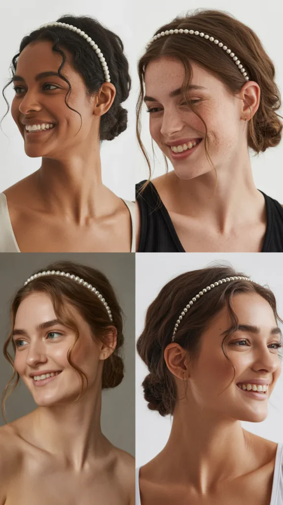 Textured Low Bun with Thin Headband