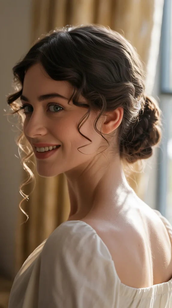 Low Bun with Curled Tendrils