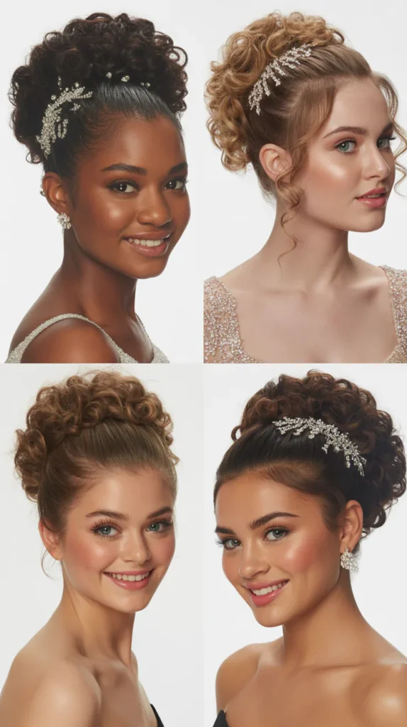  Curly Updo with Jeweled Accessories