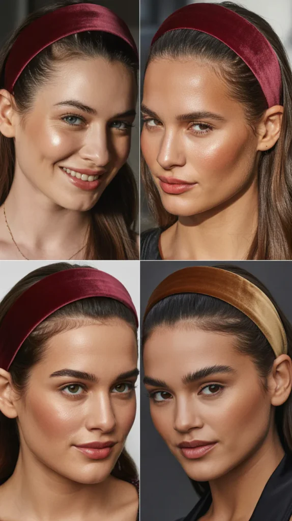 Slicked Back Look with Thick Velvet Headband