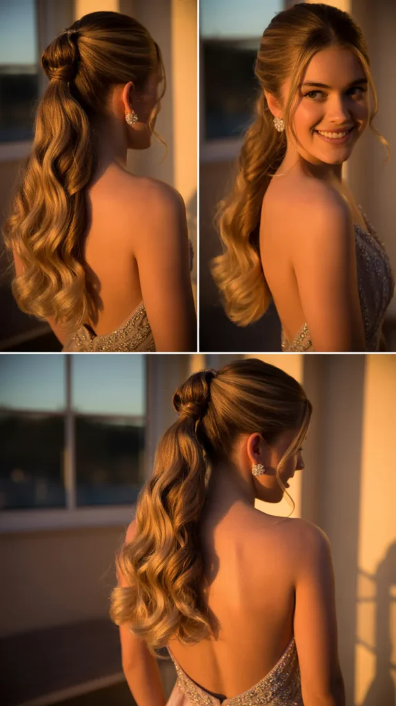 Half-Up Ponytail with Cascading Waves
