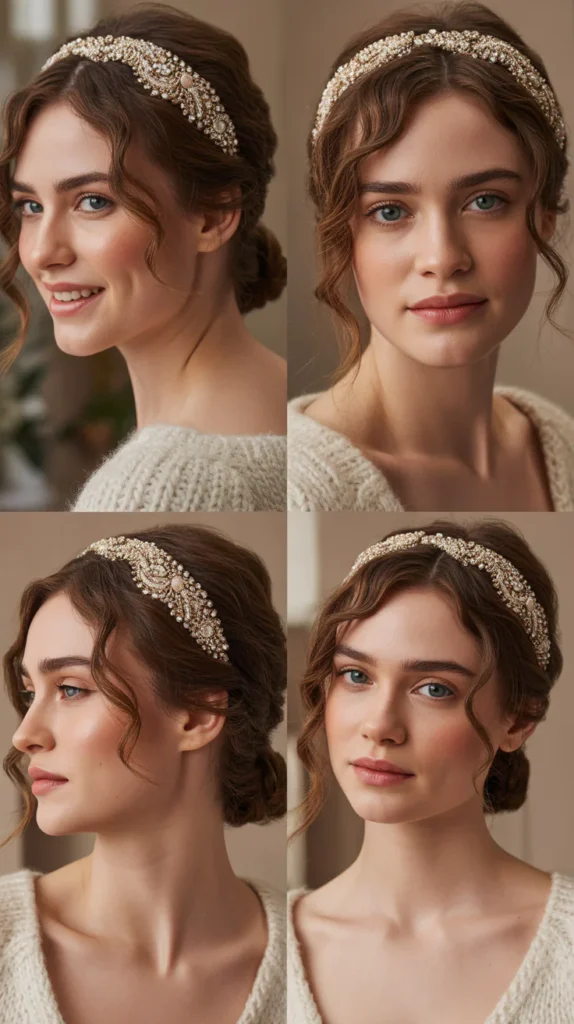 Side-Swept Hair with Embellished Headband
