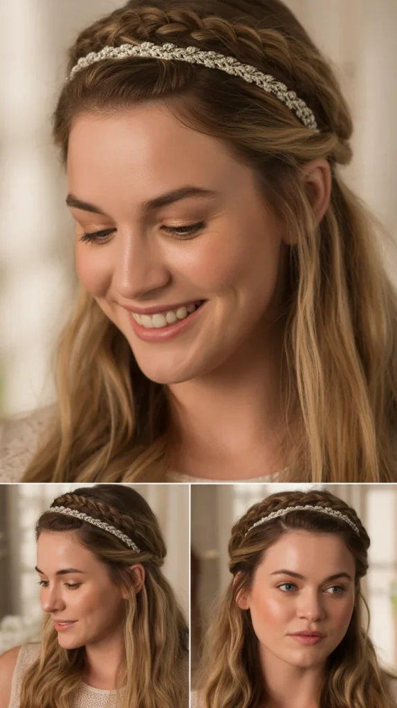  Braided Crown Headband Over Straight Hair