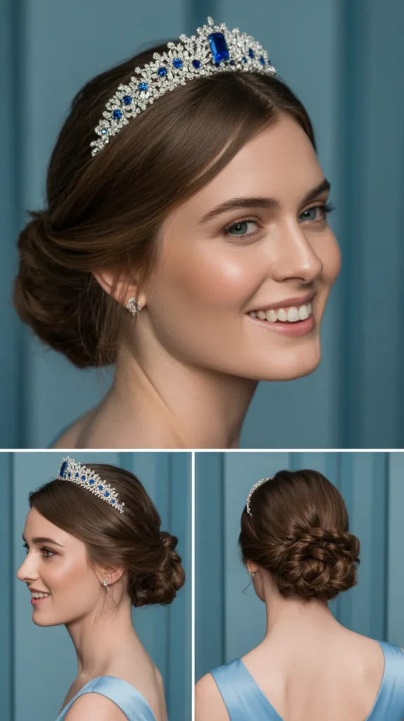 The Twisted Rope Updo with Sapphire Tiara