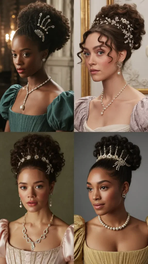 Kinky Coil Updo with Jeweled Pins