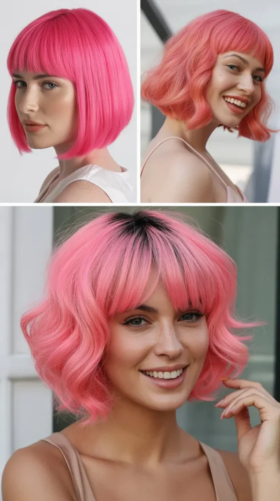 Hot Pink Bob Wig