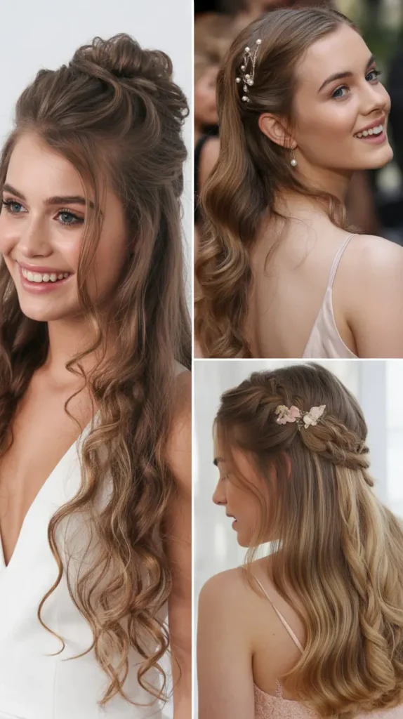 Half-Up Space Buns with Curls