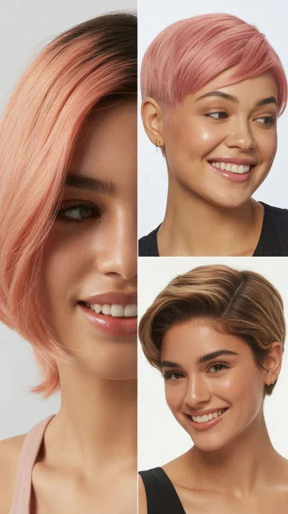 Pink Swept-Back Undercut Wig