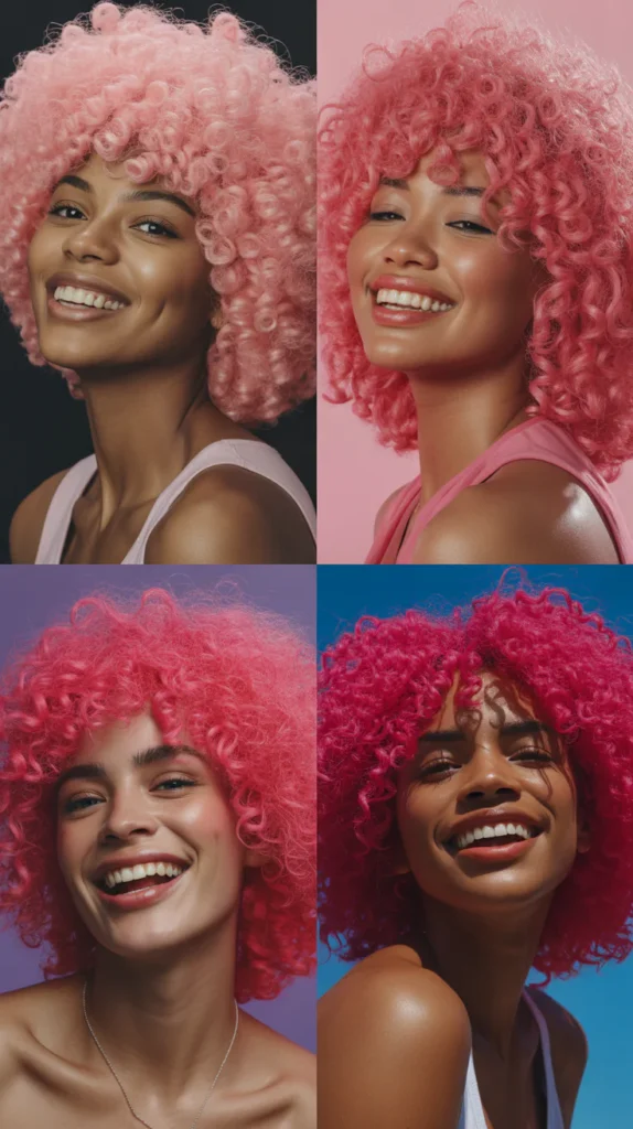 Curly Pink Afro Wig