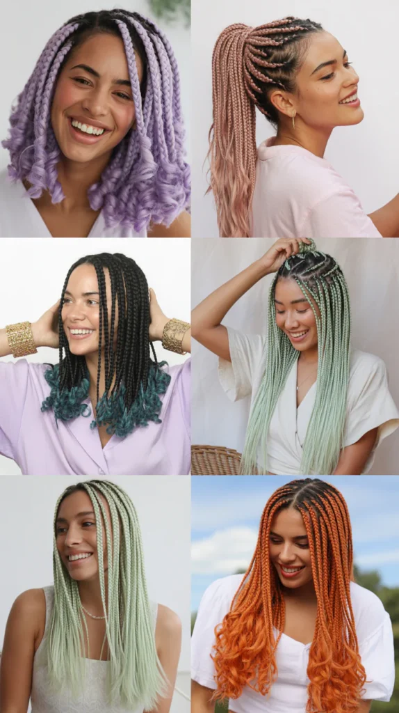 Knotless Box Braids in Spring Colors
