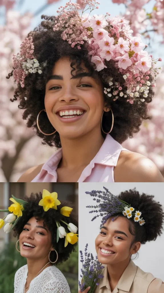 Floral Accessory with Natural Afro