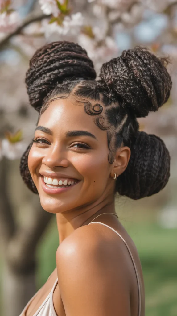  Space Buns on Natural Hair