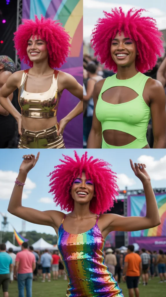 Hot Pink Tight Coil Afro Wig