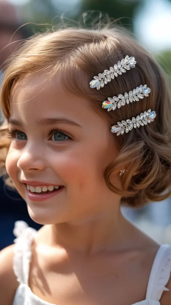  Short Hair with Crystal Pins