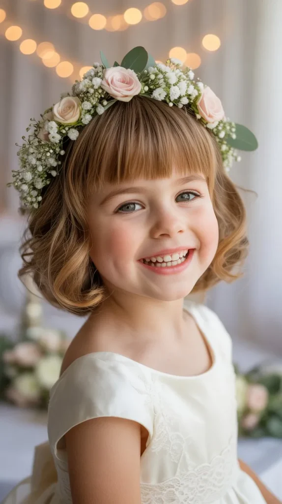 Short Hair with Flower Crown