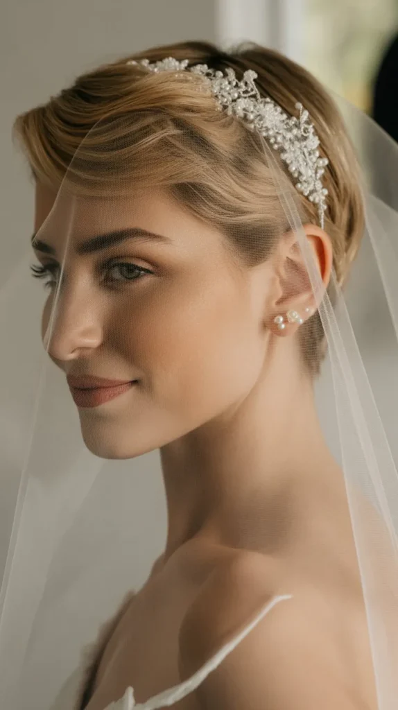 Short Hair with Mini Veil