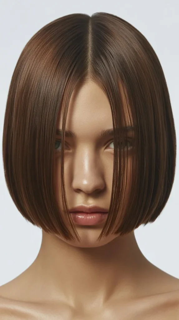 Sleek Straight Bob with Center Part