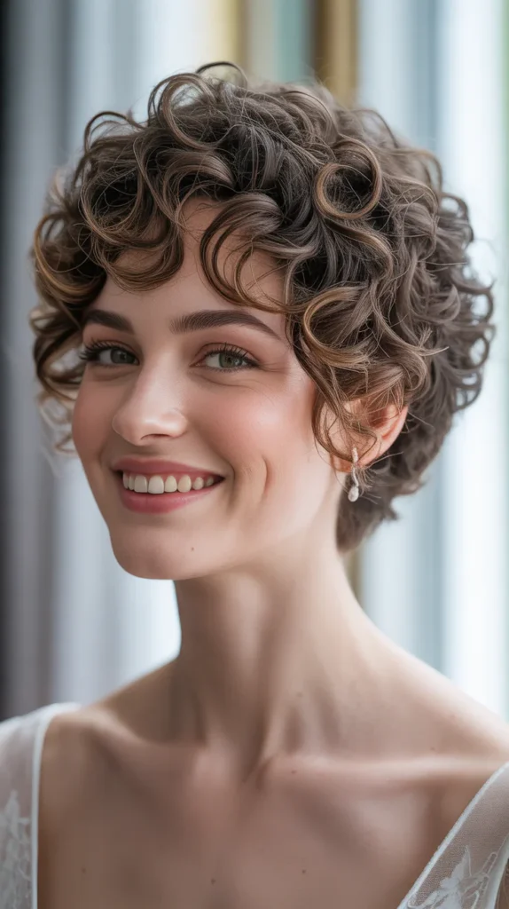 Curly Pixie With Soft Bangs