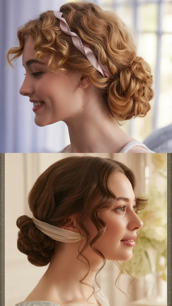 Low Curly Bun with Ribbon Wrap