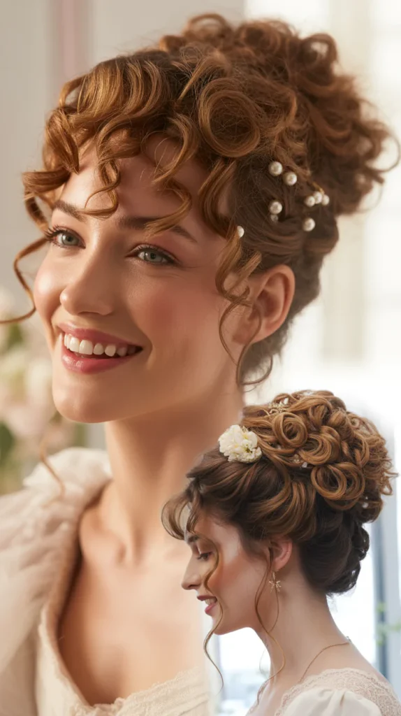 Curly Pompadour-Inspired Updo