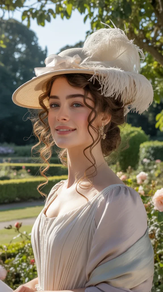 Soft Romantic Curls with a Feathered Bonnet