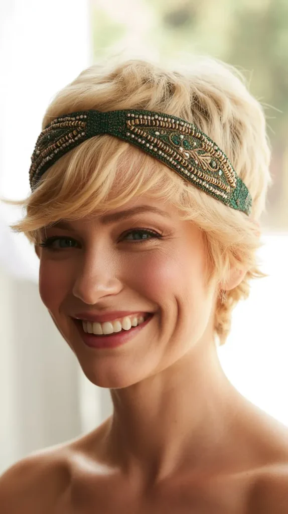 Blonde Pixie with Statement Headband