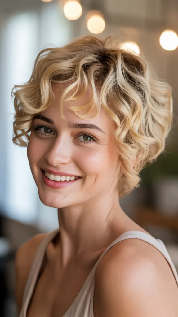 Blonde Pixie with Soft Curls