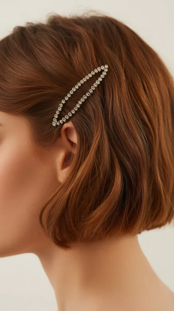 10. Half-Tucked Short Hair with Sparkle Clip