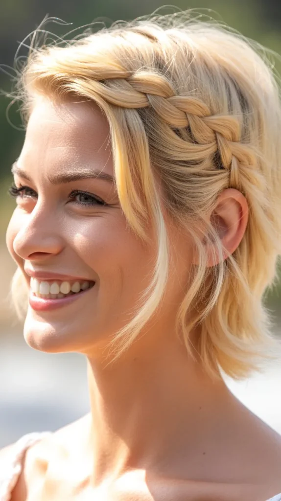Short Blonde Hair with Side Braid