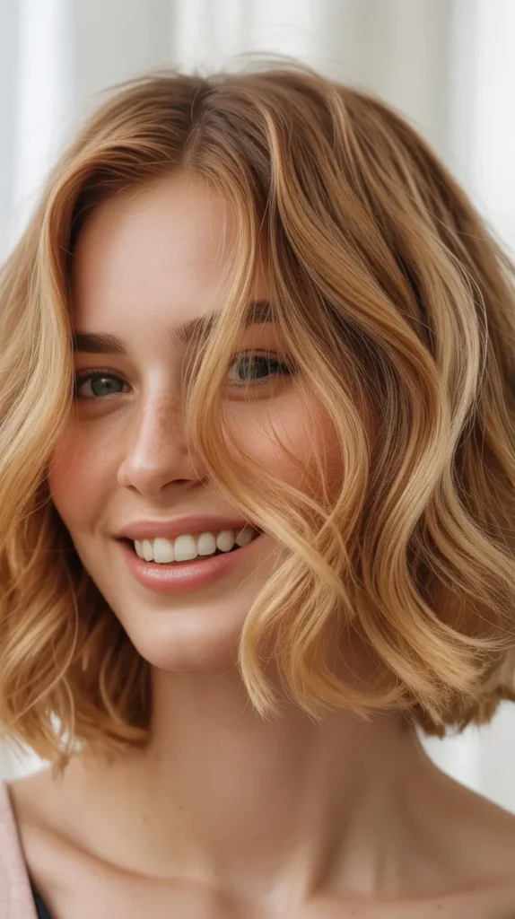 Honey Blonde Textured Bob