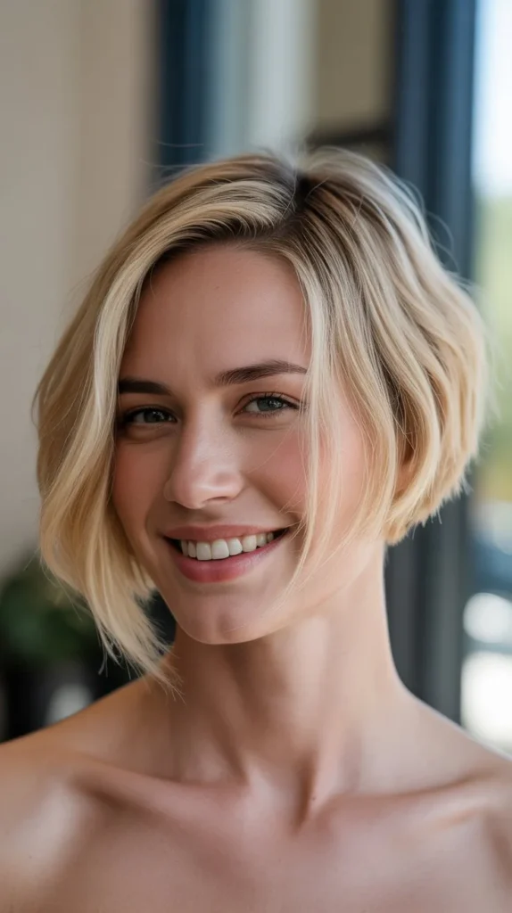 Blonde Asymmetrical Bob