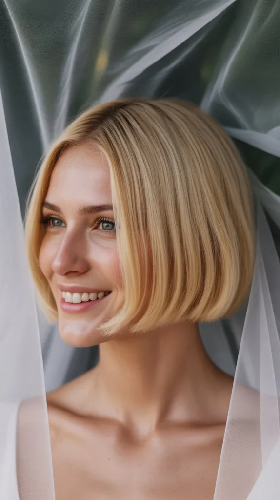 Classic Blonde Bob with Veil