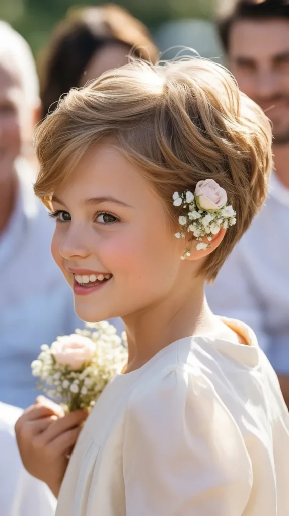 Textured Pixie with Floral Accent