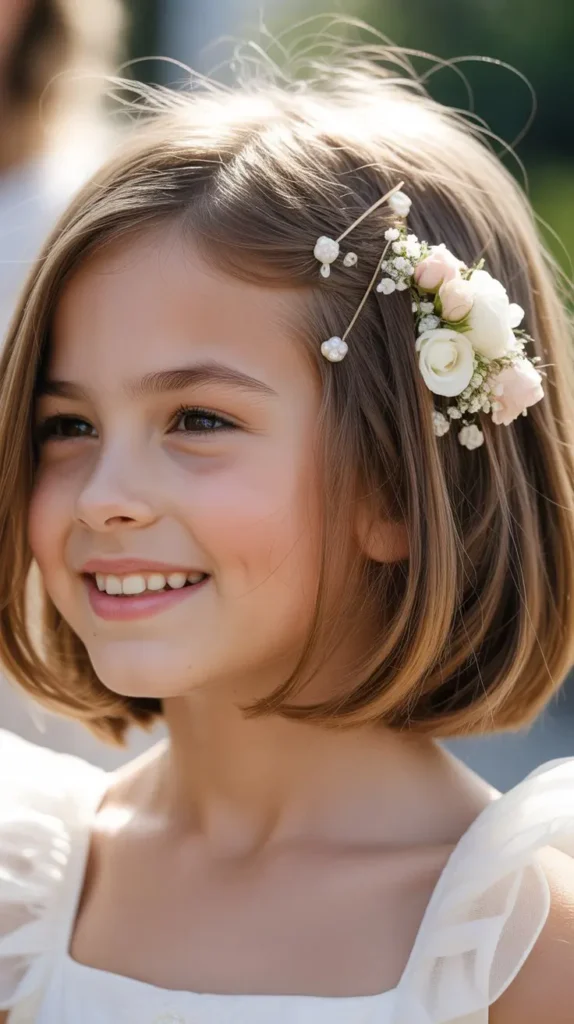 Soft Layered Bob with Floral Pins