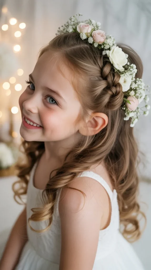 Twisted Half-Up with Flowers